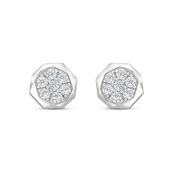 1/2 CT. T.w. Certified Lab-Grown Multi-Diamond Geometric Frame Stud Earrings in 10K White Gold (F/Si2)