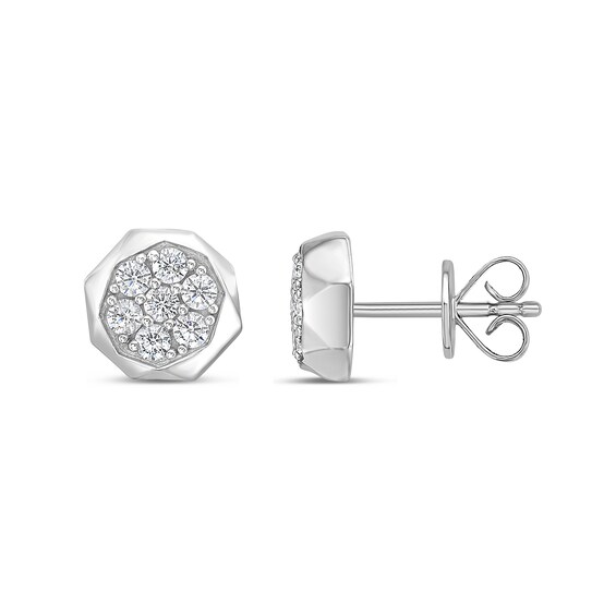 1/2 CT. T.w. Certified Lab-Grown Multi-Diamond Geometric Frame Stud Earrings in 10K White Gold (F/Si2)