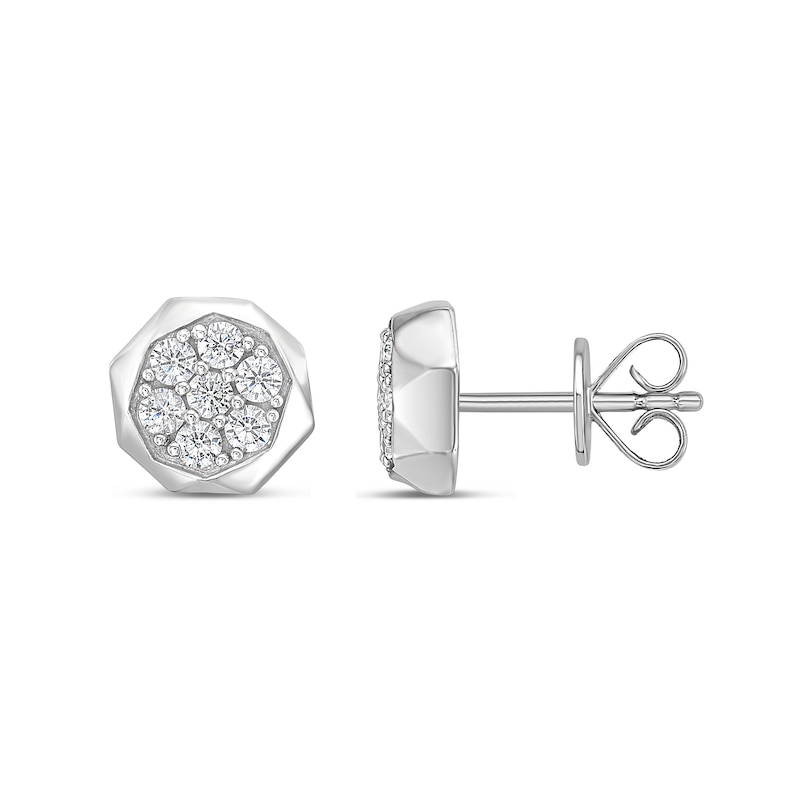 Main Image 2 of 1/2 CT. T.W. Certified Lab-Grown Multi-Diamond Geometric Frame Stud Earrings in 10K White Gold (F/SI2)