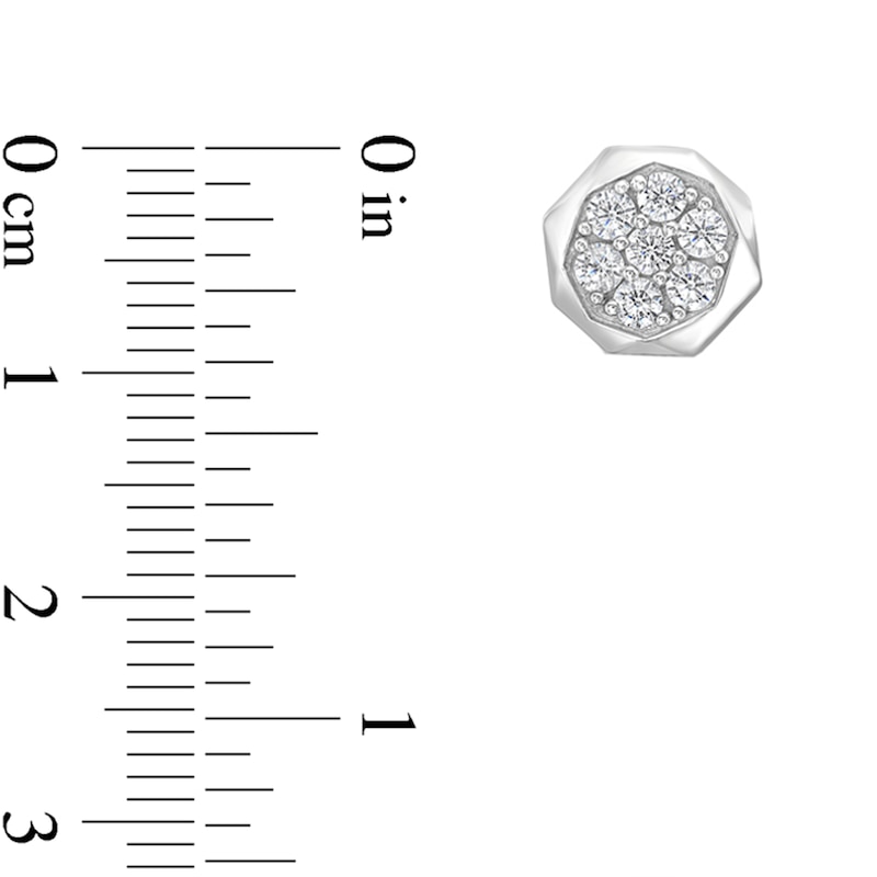 Main Image 4 of 1/2 CT. T.W. Certified Lab-Grown Multi-Diamond Geometric Frame Stud Earrings in 10K White Gold (F/SI2)