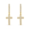 Thumbnail Image 1 of 1/3 CT. T.W. Diamond Cross Hoop Drop Earrings in 10K Gold