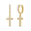 Thumbnail Image 3 of 1/3 CT. T.W. Diamond Cross Hoop Drop Earrings in 10K Gold
