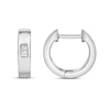 Thumbnail Image 2 of 1/10 CT. T.W. Baguette-Cut Diamond Three Stone Huggie Hoop Earrings in 10K White Gold