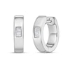 Thumbnail Image 3 of 1/10 CT. T.W. Baguette-Cut Diamond Three Stone Huggie Hoop Earrings in 10K White Gold
