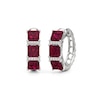 Thumbnail Image 2 of 5.0mm Princess-Cut Lab-Created Ruby and White Lab-Created Sapphire Huggie Hoop Earrings in Sterling Silver