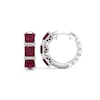 Thumbnail Image 3 of 5.0mm Princess-Cut Lab-Created Ruby and White Lab-Created Sapphire Huggie Hoop Earrings in Sterling Silver