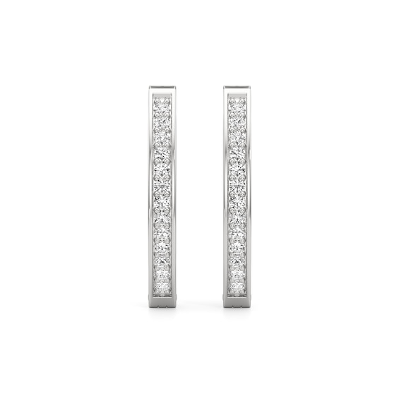 White Lab-Created Sapphire Hoop Earrings in Sterling Silver