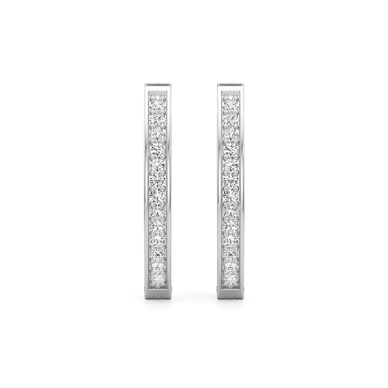 Main Image 1 of White Lab-Created Sapphire Hoop Earrings in Sterling Silver