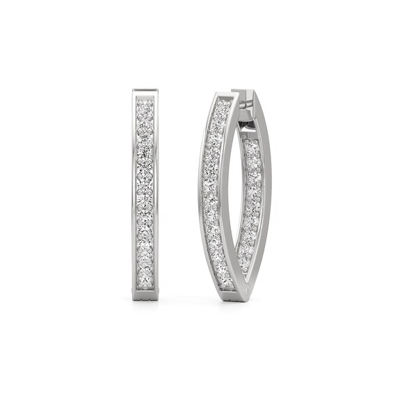 White Lab-Created Sapphire Hoop Earrings in Sterling Silver