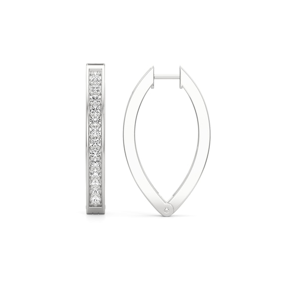 White Lab-Created Sapphire Hoop Earrings in Sterling Silver
