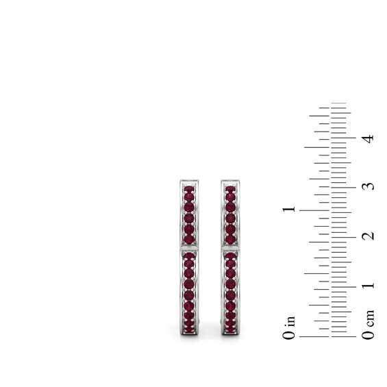 Lab-Created Ruby and White Lab-Created Sapphire Inside-Out Heart-Shaped Hoop Earrings in Sterling Silver