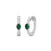 Thumbnail Image 1 of Oval Lab-Created Emerald Solitaire Beaded Hoop Earrings in Sterling Silver