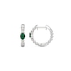 Thumbnail Image 2 of Oval Lab-Created Emerald Solitaire Beaded Hoop Earrings in Sterling Silver