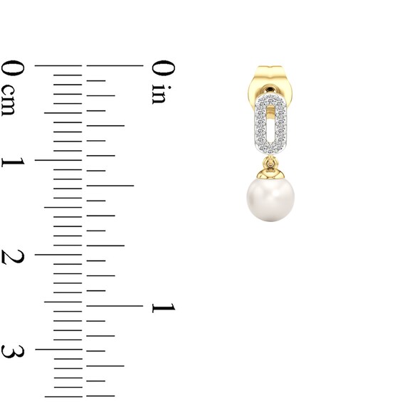 5.0mm Freshwater Cultured Pearl and White Lab-Created Sapphire Drop Earrings in Sterling Silver and 24K Gold Plate