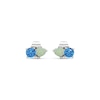Thumbnail Image 3 of Heart-Shaped Lab-Created Opal and Swiss Blue Topaz Toi et Moi Stud Earrings in Sterling Silver
