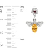 Thumbnail Image 4 of Citrine, Black Spinel, Lab-Created Ruby and White Lab-Created Sapphire Flower and Bee Drop Earrings in Sterling Silver