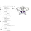 Thumbnail Image 4 of Marquise-Cut Mother-of-Pearl, Amethyst and White Lab-Created Sapphire Butterfly Stud Earrings in Sterling Silver