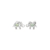 Thumbnail Image 1 of Oval Lab-Created Opal and White Lab-Created Sapphire Elephant Stud Earrings in Sterling Silver
