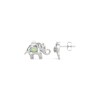 Thumbnail Image 2 of Oval Lab-Created Opal and White Lab-Created Sapphire Elephant Stud Earrings in Sterling Silver