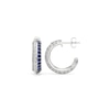 Thumbnail Image 2 of Blue and White Lab-Created Sapphire Knife Edge J-Hoop Earrings in Sterling Silver