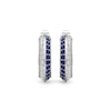 Thumbnail Image 3 of Blue and White Lab-Created Sapphire Knife Edge J-Hoop Earrings in Sterling Silver
