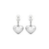 Thumbnail Image 3 of Heart-Shaped Freshwater Cultured Pearl and White Lab-Created Sapphire Drop Earrings in Sterling Silver