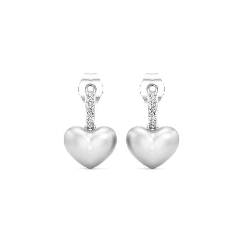 Main Image 3 of Heart-Shaped Freshwater Cultured Pearl and White Lab-Created Sapphire Drop Earrings in Sterling Silver
