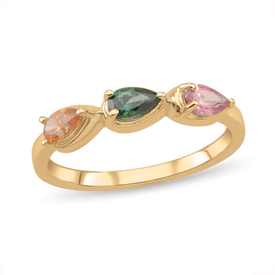 Sideways Pear-Shaped Birthstone Band (3-5 Stones)