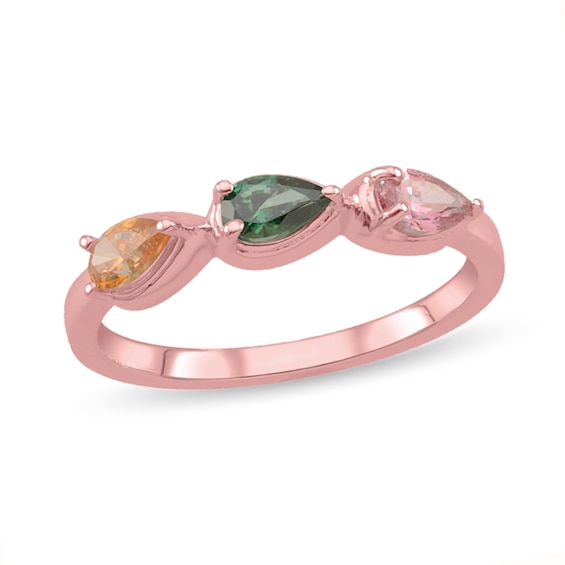 Sideways Pear-Shaped Birthstone Band (3-5 Stones)