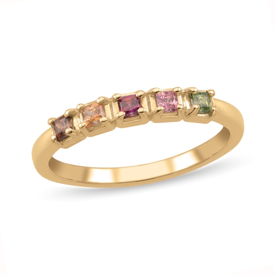 Princess-Cut Birthstone Band (4-8 Stones)