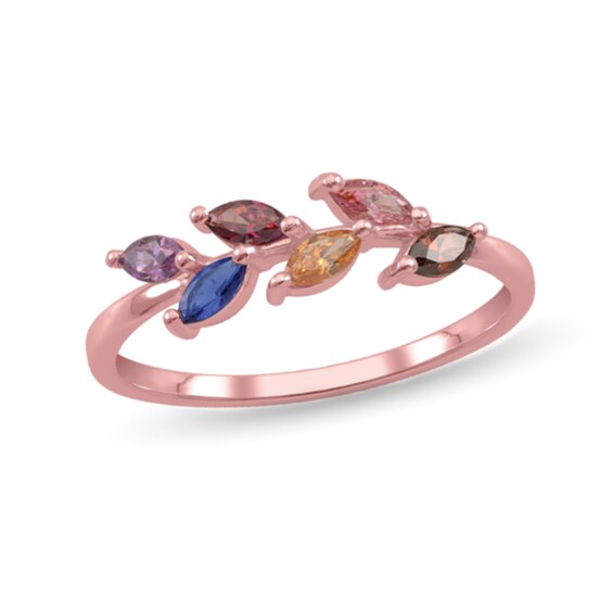 Marquise-Cut Birthstone Leaf Band (4-12 Stones)
