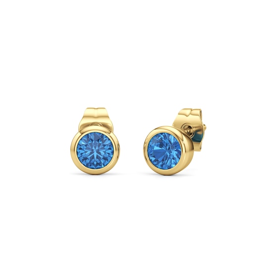 5.0mm Swiss Blue Topaz Solitaire Stud Earrings in 10K Gold