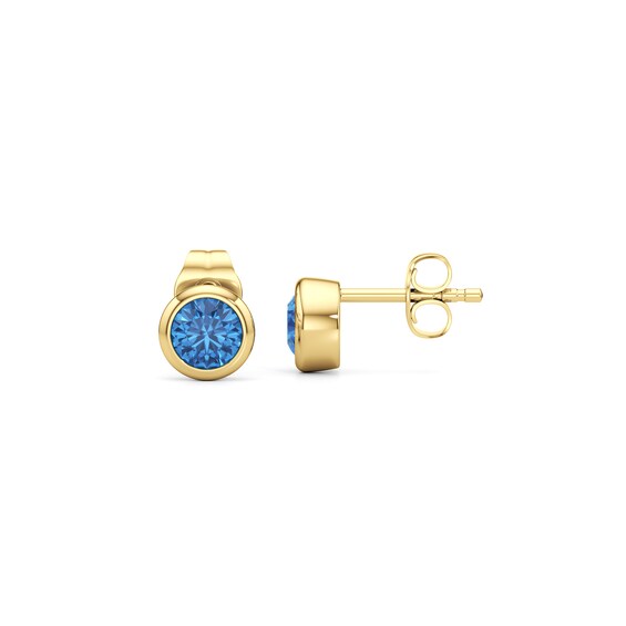 5.0mm Swiss Blue Topaz Solitaire Stud Earrings in 10K Gold