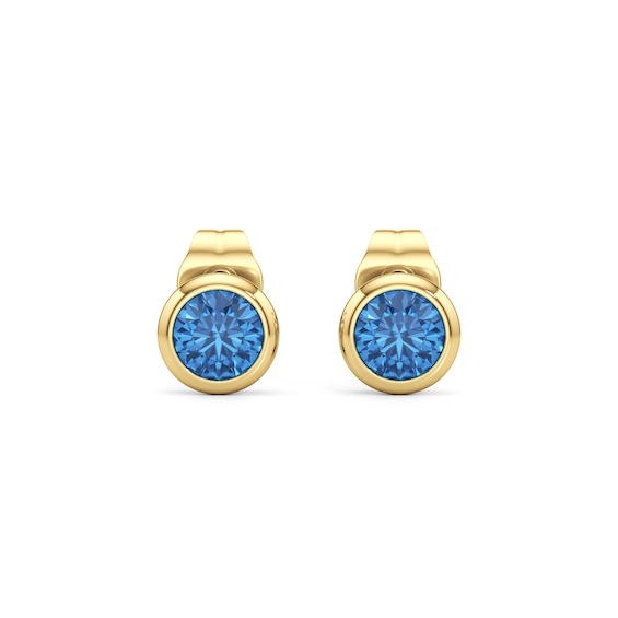 5.0mm Swiss Blue Topaz Solitaire Stud Earrings in 10K Gold