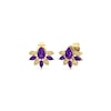 Thumbnail Image 1 of Pear-Shaped and Marquise-Cut Blue and White Lab-Created Sapphire Fan Stud Earrings in 10K Gold