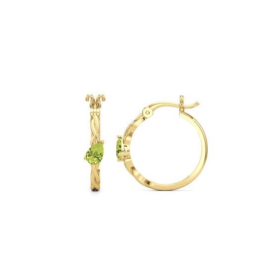 Pear-Shaped Peridot Solitaire Twist Hoop Earrings in 10K Gold