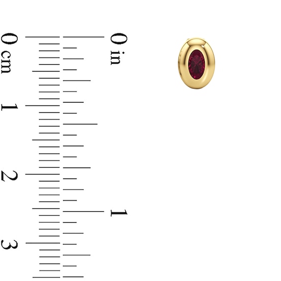 Oval Lab-Created Ruby Bezel-Set Solitaire Stud Earrings in 10K Gold