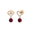 Thumbnail Image 2 of 5.0mm Lab-Created Ruby and 1/20 CT. T.W. Diamond Heart Drop Earrings in 10K Rose Gold