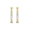Thumbnail Image 1 of Emerald-Cut and Round White Lab-Created Sapphire Oval Hoop Earrings in Sterling Silver with 24K Gold Plate