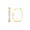 Thumbnail Image 3 of Emerald-Cut and Round White Lab-Created Sapphire Oval Hoop Earrings in Sterling Silver with 24K Gold Plate