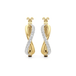 White Lab-Created Sapphire Infinity Twist Hoop Earrings in Sterling Silver with 24K Gold Plate