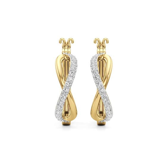 White Lab-Created Sapphire Infinity Twist Hoop Earrings in Sterling Silver with 24K Gold Plate