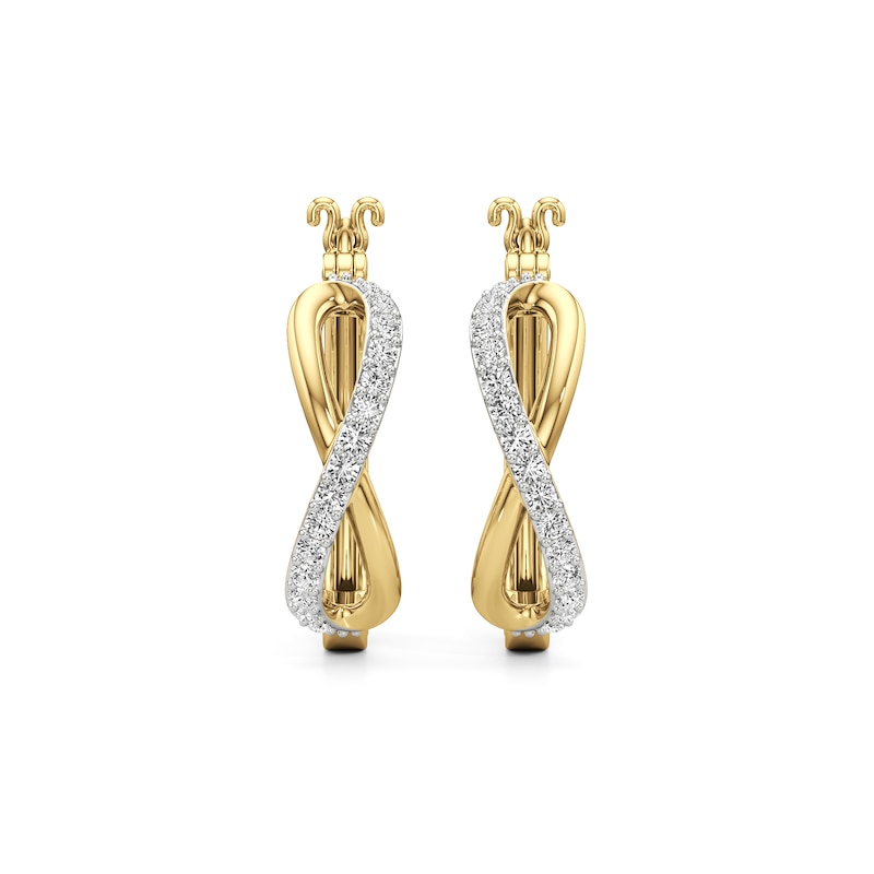 Main Image 1 of White Lab-Created Sapphire Infinity Twist Hoop Earrings in Sterling Silver with 24K Gold Plate