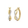 Thumbnail Image 2 of White Lab-Created Sapphire Infinity Twist Hoop Earrings in Sterling Silver with 24K Gold Plate