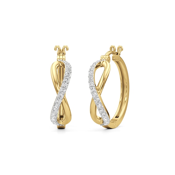 White Lab-Created Sapphire Infinity Twist Hoop Earrings in Sterling Silver with 24K Gold Plate