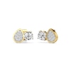 Thumbnail Image 2 of 5.0mm White Lab-Created Sapphire Cluster Toi et Moi Stud Earrings in Sterling Silver with 24K Gold Plate