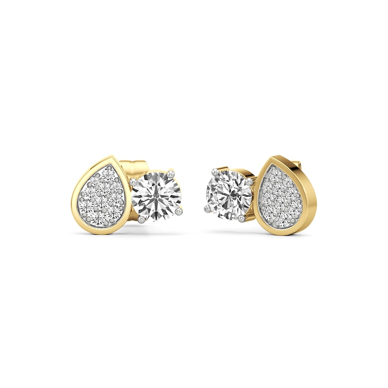 Main Image 2 of 5.0mm White Lab-Created Sapphire Cluster Toi et Moi Stud Earrings in Sterling Silver with 24K Gold Plate