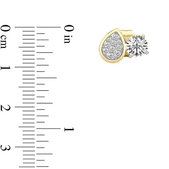 5.0mm White Lab-Created Sapphire Cluster Toi et Moi Stud Earrings in Sterling Silver with 24K Gold Plate