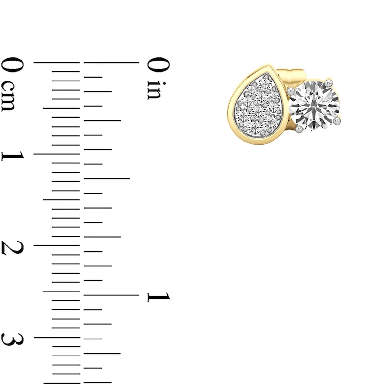 Main Image 4 of 5.0mm White Lab-Created Sapphire Cluster Toi et Moi Stud Earrings in Sterling Silver with 24K Gold Plate