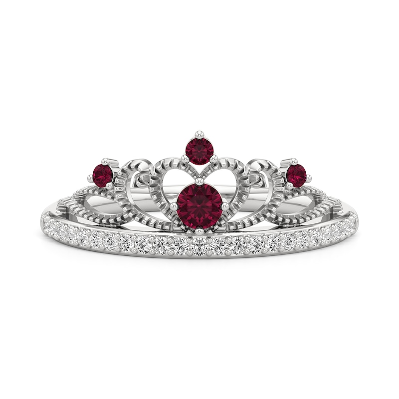 Main Image 1 of Lab-Created Ruby and White Lab-Created Sapphire Crown Ring in Sterling Silver